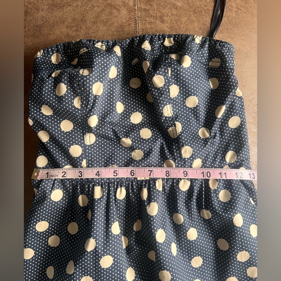The Limited sz 2 navy blue/cream polka dot strapless dress! Vintage petite - Picture 16 of 16